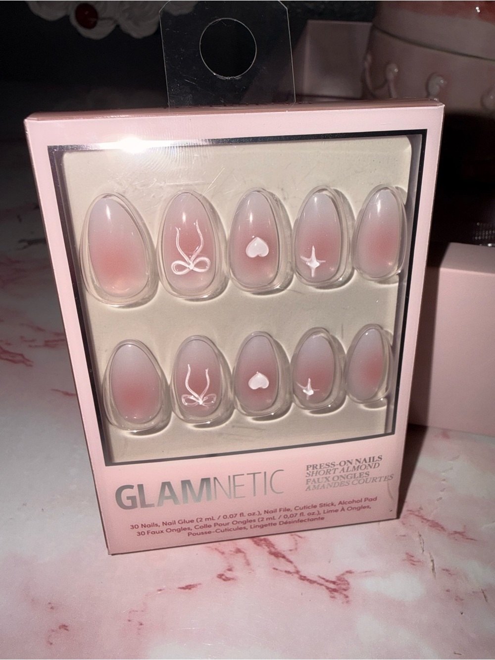 Glamnetic Pink Ombre Press-On Almond Nails - 30 Pack